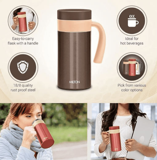 Milton Flagon Thermosteel Vacuum Insulated Flask, 400 ml, Steel - Image 3